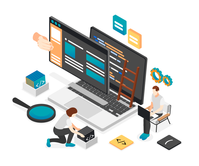 Team working on a project illustration